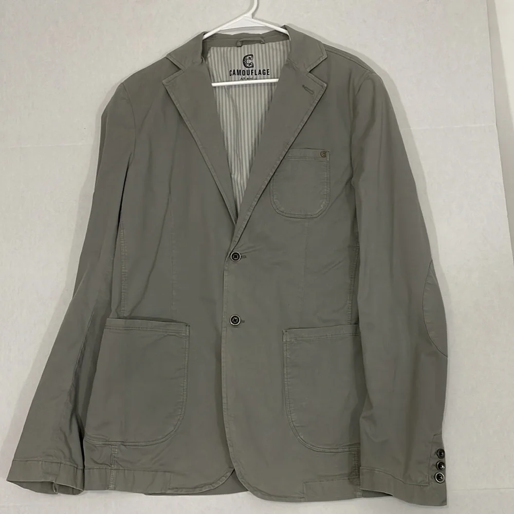 Camouflage AR and J Louis Jacket, Pockets, Cotton Blend Made in Italy 52 EU, 42